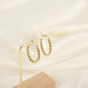 COPY - Golden Twisted Oval Hoops